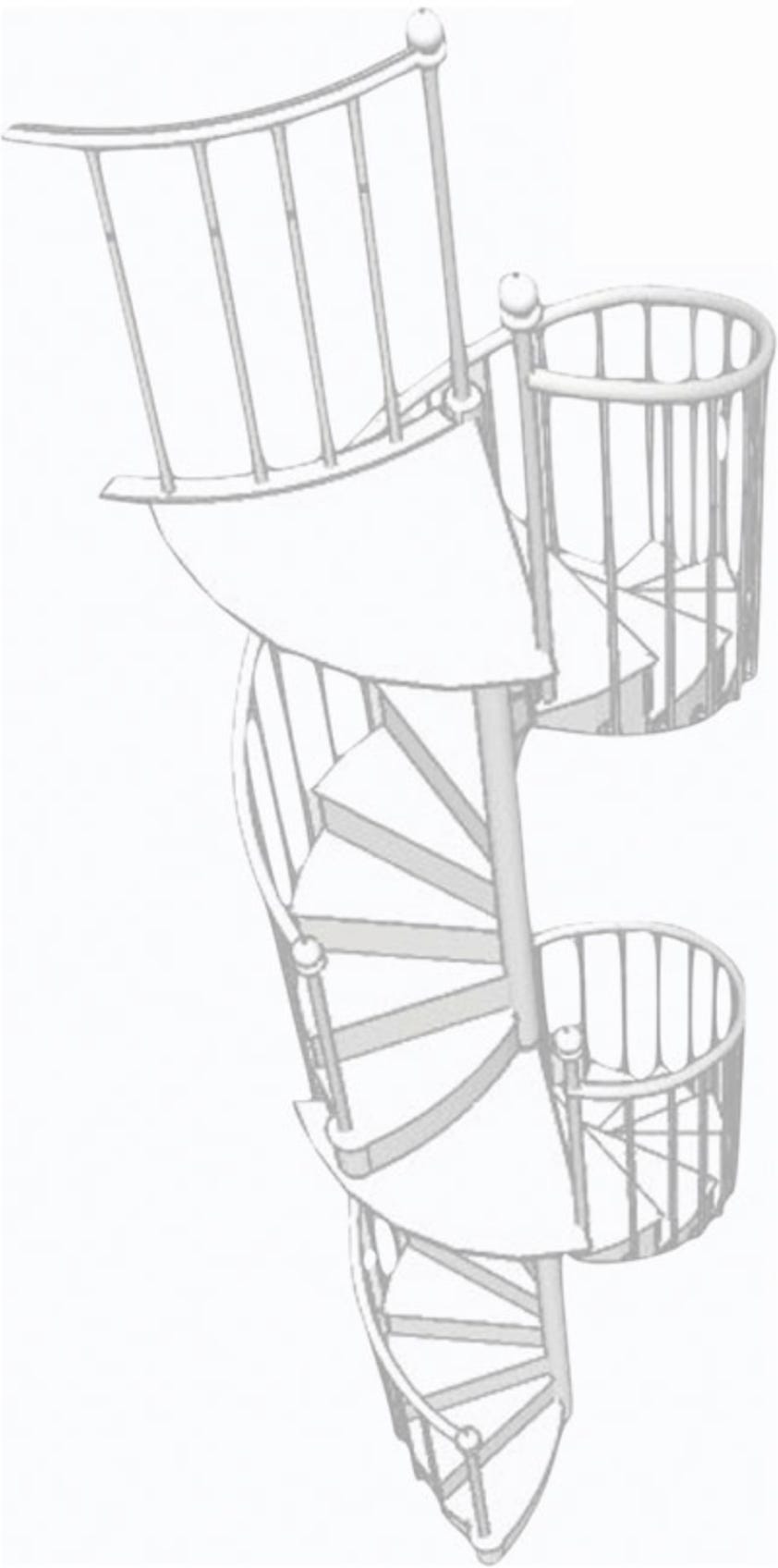 Vue en 3D d'un Escalier en Colimaçon en bois installé chez un client.
