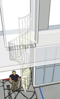 Escalier en Colimaçon à triple courbe en chêne fabriqué en France